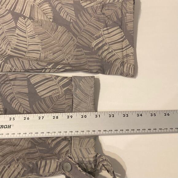 NWOT DEMOCRACY Pant 12 Flex-ellent Grey Palm-Leaf Roll-Tab-Snap Stretch Tropical - Picture 10 of 11